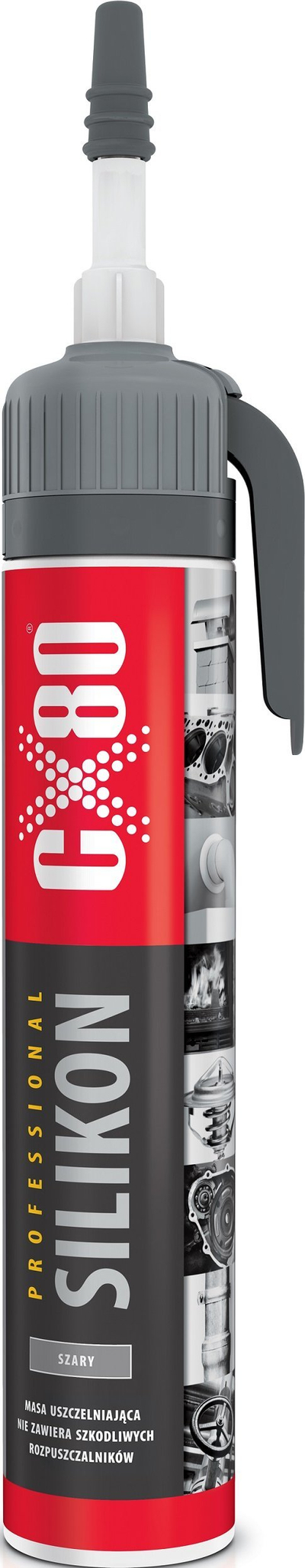 Силикон заптивна маса CX80 Premium, 210g, отпорен на високи температури, сива
