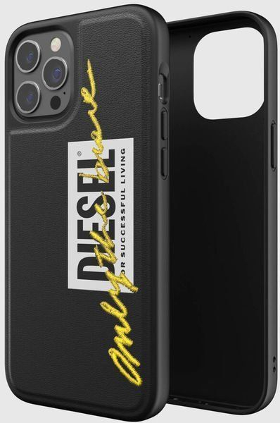 Mbrojtëse telefoni Diesel Moulded Case Embroidery FW20 për iPhone 12 Pro Max, Black Lime