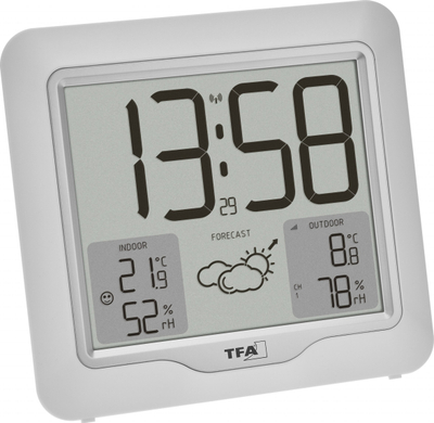 Stacion moti TFA 35.1164.02 Metro Plus, radio kontroll, ekran LCD, i bardhë