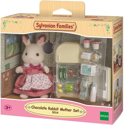 Set lodër Sylvanian Families Mami Lepurushe Chocolate Rabbit, figurinë lepurushe, frigorifer me gjerat e veta, shumëngjyrësh
