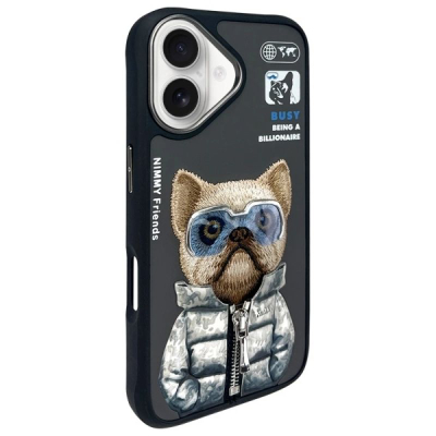 Kapak telefoni Nimmy Cool&Cute 2.0 Dog, për iPhone 16 6.1", i zi