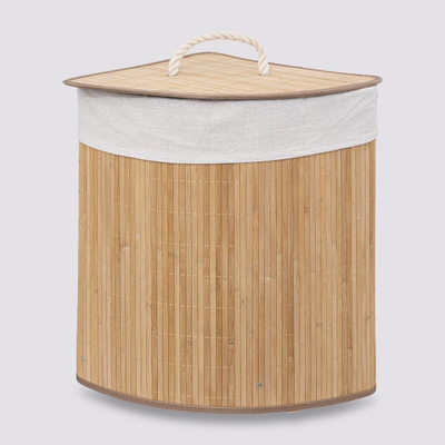 Shportë rrobash për qoshe Atmosphera, bambu natyrale, 48L, ngjyrë natyrale