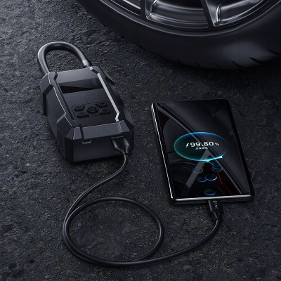 Електрична пумпа WEKOME Pi801, пренослив компресор, надворешна батерија 2000mAh, црна