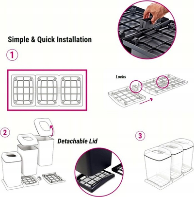 Koshi i riciklimit Soft Recycling Bin, 40L, me kemba mbajtsë, antracit