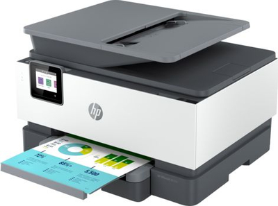 Printer gjithçka‑në‑një HP OfficeJet Pro 9012e, inkjet me ngjyra, WiFi, gri me të bardhë