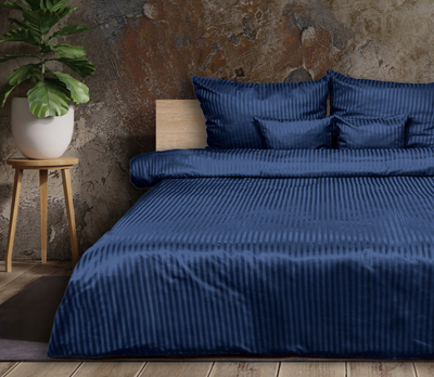 Комплет постелнина Damask Bedding Satin Stripes, 200x220, темно сина
