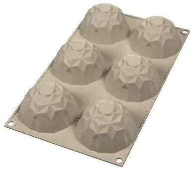 Калап силиконски Silikomart Mini Gemma, 6 форми, за десерти, бел