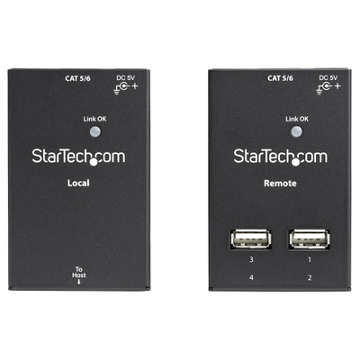 Extender USB StarTech USB2004EXTV, 4 porta USB 2.0, me kabllo Cat5 / Cat6, i zi