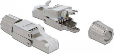 Konektor rrjeti Delock RJ45 Cat6 STP, pa vegla, gri