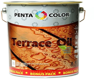 Vaj për dru tarrace Penta Color Terrace Oil, me vaj tung dhe dyll, 4.5L, kafe