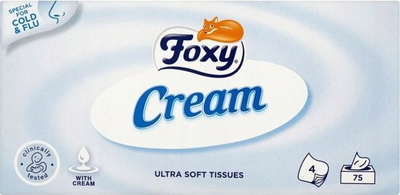 Shami letre për fytyrën Foxy Cream, me krem që lag lëkurën, 76 copë, të bardha