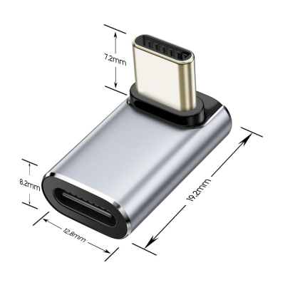 Adapter këndor USB-C Tech-Protect Ultraboost AA02, USB4 40Gbps, 100W, gri