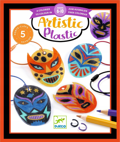 Set kreativ për varëse çelësash Djeco Artistic Plastic The Wrestler, 5 copë, për t’u lyer me ngjyra, shumëngjyrësh