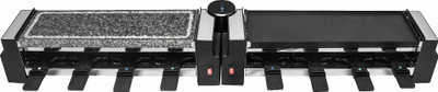 Grill raclette Clatronic RG 3678, 1200W, me pllakë guri t’djegur natyral, ngjyrë e zezë