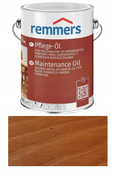 Vaj mirëmbajtës për dru Remmers Care Oil, 5L, për tarraca dhe mobilie kopshti, Teak