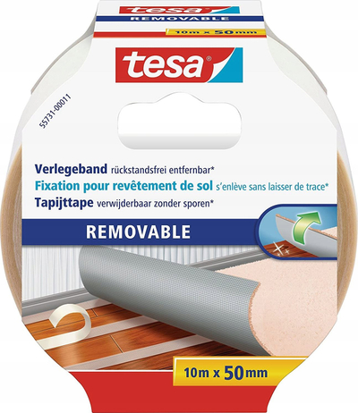 Леплива лента за под Tesa, двострана, отстранлива без остатоци, 25 m x 50 mm