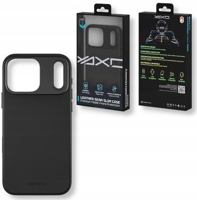Këse telefoni Yaxo Leather Gear Slim MagSafe për iPhone 17 Pro Max, lëkurë, e zezë
