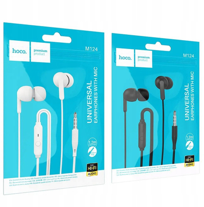 Kufje me tela Hoco M124, in ear, jack 3.5 mm, të zeza