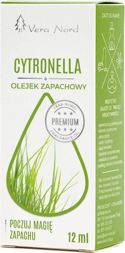 Vaj aromatik Vera Nord Citronella, 12ml, aromë bimore, e gjelbër