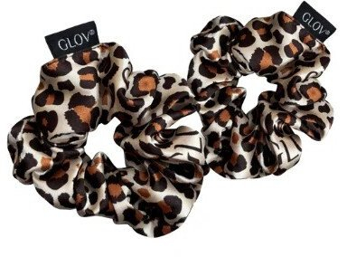 Lastik flokësh GLOV Satin Scrunchies, S M, motiv leopard, 2 copë