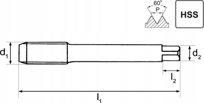 Çekiçfiletues dore Mito HSS M16x2 mm, DIN352, metalik