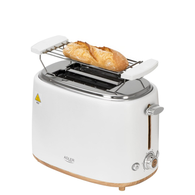 Toster ADLER AD 3225, 2 feta, 800W, funkcioni grill, i bardhë