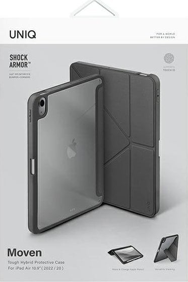 Mbulesë tablet Uniq Moven për iPad Air 10.9\" 2022 2020, antibakteriale, gri e errët