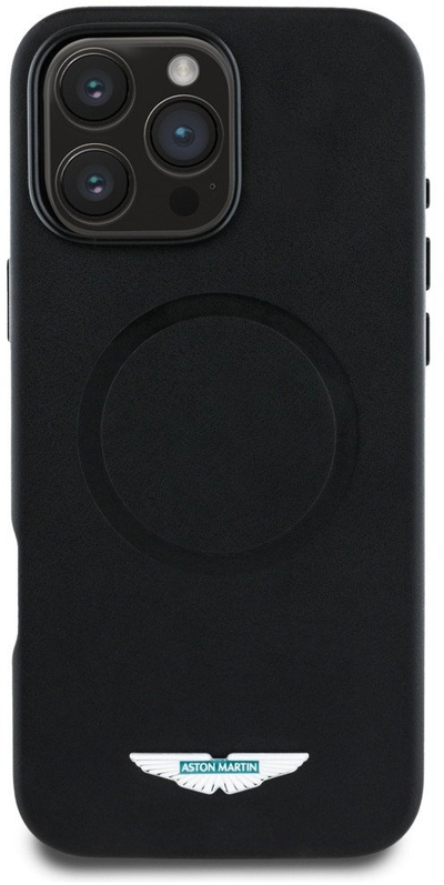 Këllëf telefoni Aston Martin HC FW Logo MagSafe për iPhone 16 Pro, silikon, i zi