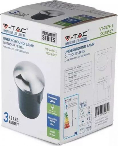 Trup ndriçimi për tokë V-TAC VT-7678-1 MR16, 20W, 12V, inoks