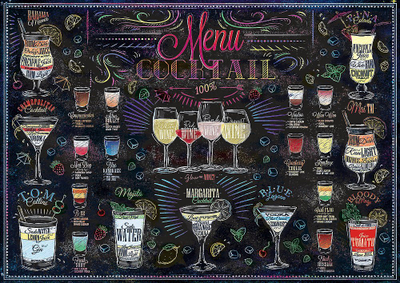 Puzzle Trefl Cocktail Menu, 500 copa, me temë koktejsh, shumëngjyrësh