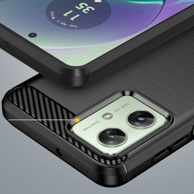 Kuti Tech-Protect Carbon për Motorola Moto G54 5G, TPU, antishok, e zezë