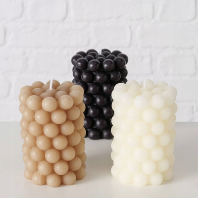 Qiri dekorativ Boltze Pearls, 10x7cm, dyll parafine, bezhë