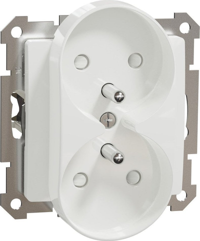 Prizë dyshe Schneider Electric Sedna Design GN.2-KR.Z/U, me tokëz, e bardhë