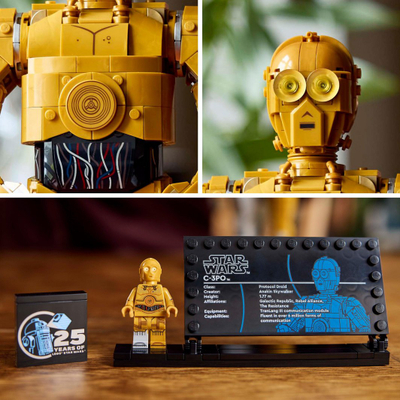 Set LEGO Star Wars C-3PO 75398, 1138 pjesë, figurë koleksionare, ngjyrë ari