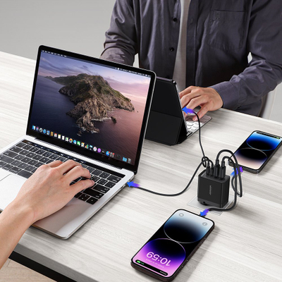 Karikues muri Joyroom JR-TCG02 GaN, 67W, me 4 porta USB, i zi