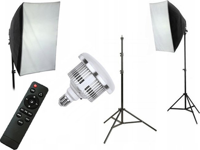 Set drite studio XREC LED803, LED 200W 3000-6500K, softbox 50x70cm me telekomandë, i zi