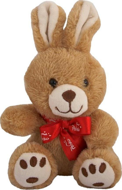 Lepurush pelushi Beppe Embroidered Rabbit, 12cm, me fjongo të kuqe