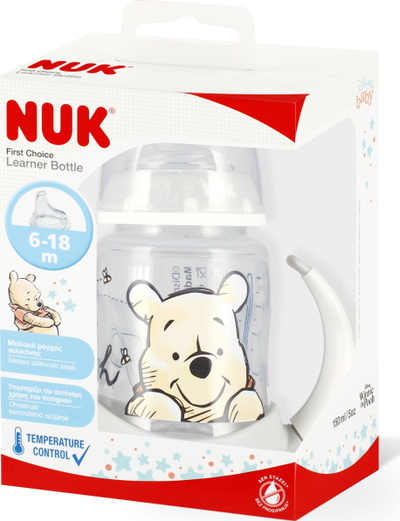 Biberon trajnues NUK First Choice Learner, 150 ml, 6–18 muejsh, gri
