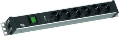 Panel energjie rack BACHMANN 19" 1.5U, 6x CEE7/3, SPD Plus, kabllo 2m