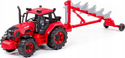 Traktor lodër Polesie Belarus 91338, me plug, i kuq