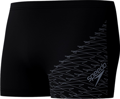 Rroba banje për burra Speedo Medley Logo Aquashort, i mban klorin, të zeza me gri