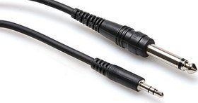 Kabllo audio Hosa 1/4" TS në 3.5mm TRS, 1.5m, e zezë