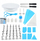 Set dekorimi tortash ICZY 7825, 55 pjesë, bazë rrotulluese, blu e bardhë