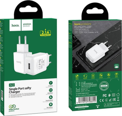 Karikues muri Hoco N2 Vigour, USB 5V 2A, prizë EU, i bardhë