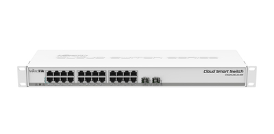 Мрежен свич Mikrotik CSS326 24G 2S+RM, 24 гигабитни порти, 2 SFP+ 10Gb порти, бел