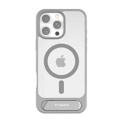 Etui telefoni Torras Pstand Series për iPhone 16 Pro Max, MagSafe, me stand, gri
