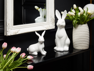 Figurinë dekorative Beliani Rabbit PAIMPOL, qeramike, 39 cm, e bardhë