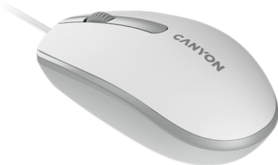 Mouse optik Canyon M-10, 1000 dpi, USB, gri me të bardhë