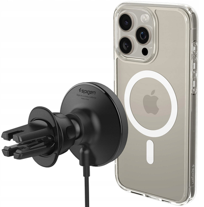 Држач за во автомобил Spigen OneTap Pro 4 MagSafe, безжичен полнач, за решетка за воздух, црн