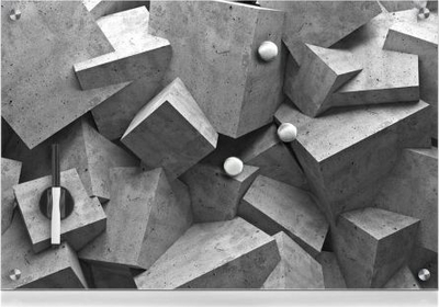 Tabla magnetike murale Zeller Stone, xham sigurie, me magnetë, gri